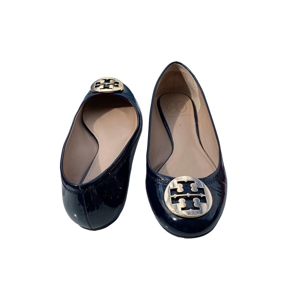 TORY BURCH Reva Ballet Patent Flats in Bright Navy sz 8 w/ Box - Picture 3 of 5